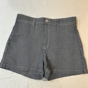 Ann Taylor LOFT Women's Railroad Stripe High Waist Denim Jean Shorts 12 Size 31